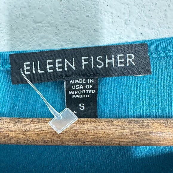 Eileen Fisher Size Small Teal Blue Dolman Sleeve Relaxed Fit Jersey‎ Stretch - Picture 5 of 5